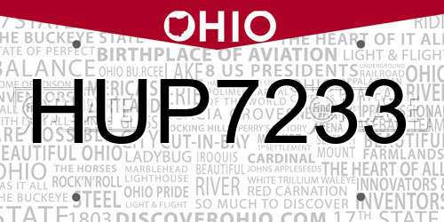 HUP7233 Ohio License Plate