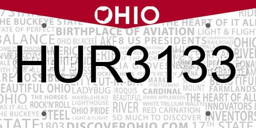HUR3133 Ohio License Plate