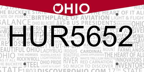 HUR5652 Ohio License Plate