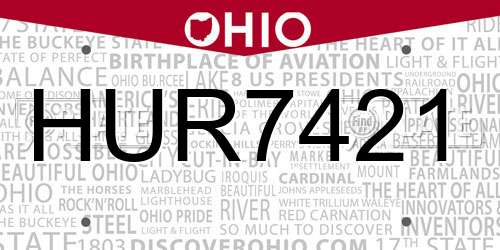 HUR7421 Ohio License Plate