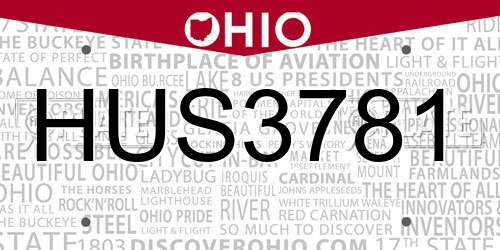 HUS3781 Ohio License Plate