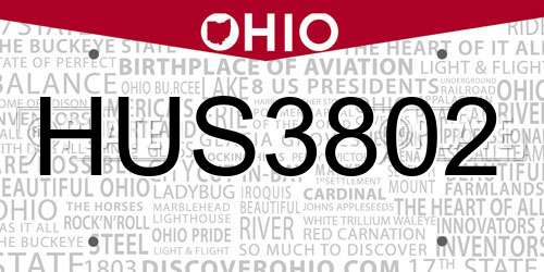 HUS3802 Ohio License Plate