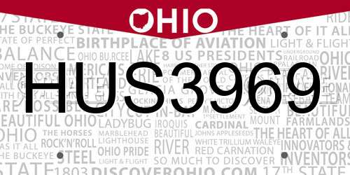 HUS3969 Ohio License Plate