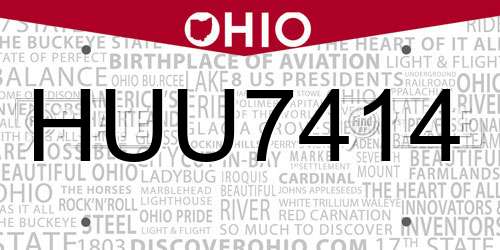 HUU7414 Ohio License Plate