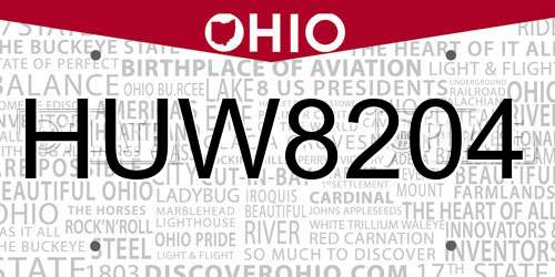 HUW8204 Ohio License Plate