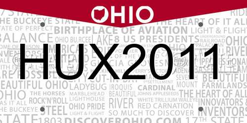 HUX2011 Ohio License Plate