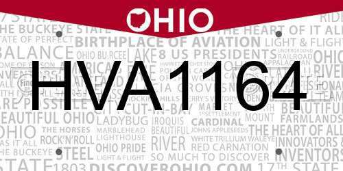 HVA1164 Ohio License Plate