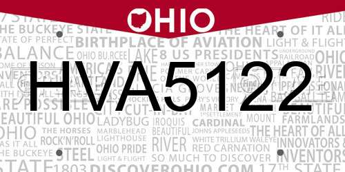 HVA5122 Ohio License Plate