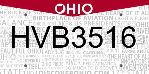 HVB3516 Ohio License Plate