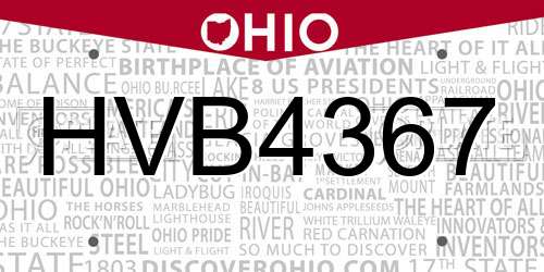 HVB4367 Ohio License Plate