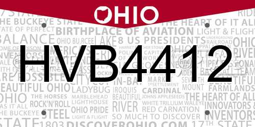 HVB4412 Ohio License Plate