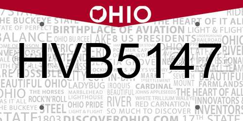 HVB5147 Ohio License Plate