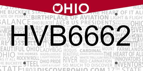HVB6662 Ohio License Plate