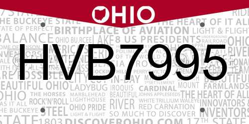 HVB7995 Ohio License Plate