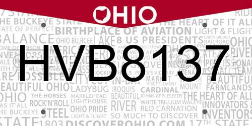 HVB8137 Ohio License Plate