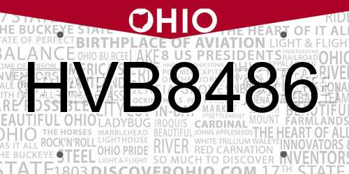 HVB8486 Ohio License Plate
