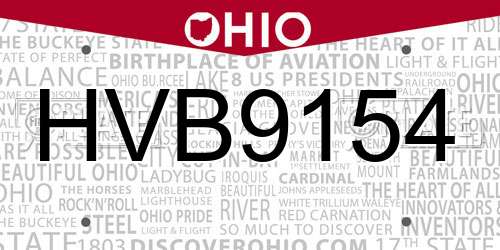 HVB9154 Ohio License Plate