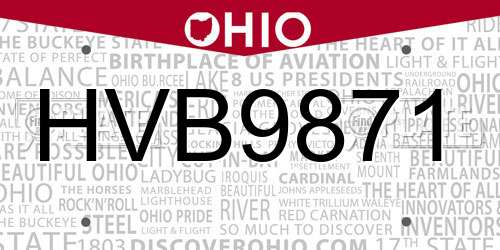 HVB9871 Ohio License Plate