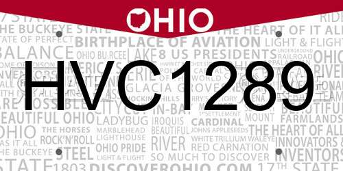 HVC1289 Ohio License Plate