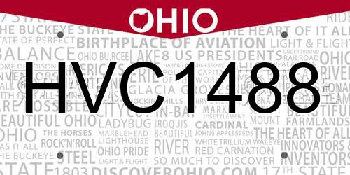 HVC1488 Ohio License Plate