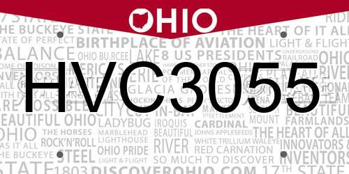 HVC3055 Ohio License Plate