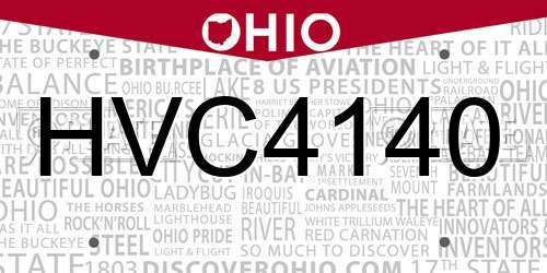 HVC4140 Ohio License Plate