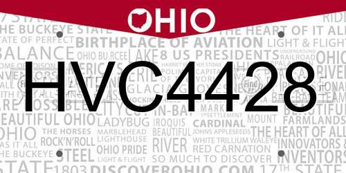 HVC4428 Ohio License Plate