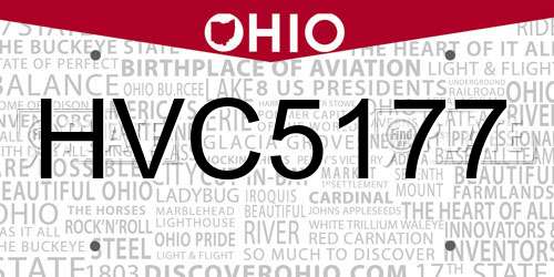 HVC5177 Ohio License Plate