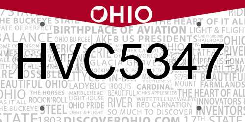 HVC5347 Ohio License Plate
