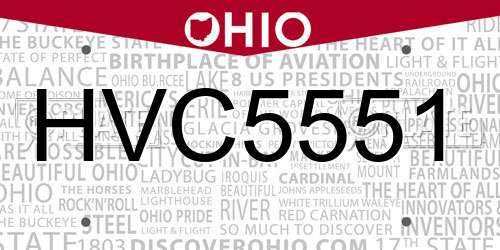 HVC5551 Ohio License Plate
