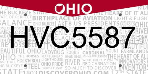 HVC5587 Ohio License Plate