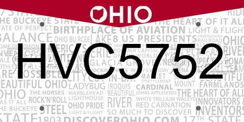 HVC5752 Ohio License Plate