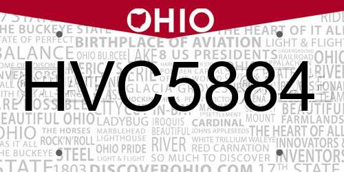 HVC5884 Ohio License Plate
