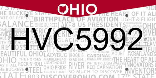 HVC5992 Ohio License Plate