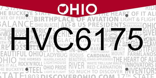HVC6175 Ohio License Plate