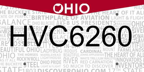 HVC6260 Ohio License Plate
