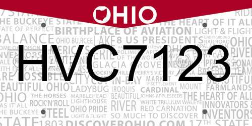 HVC7123 Ohio License Plate