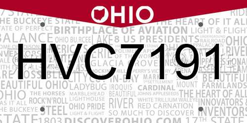 HVC7191 Ohio License Plate