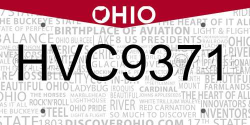 HVC9371 Ohio License Plate