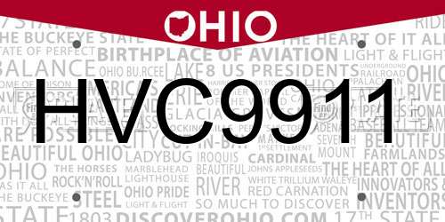 HVC9911 Ohio License Plate