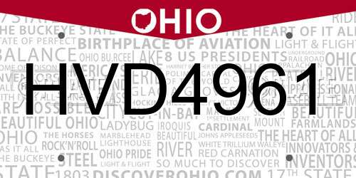 HVD4961 Ohio License Plate