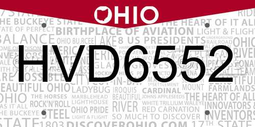 HVD6552 Ohio License Plate