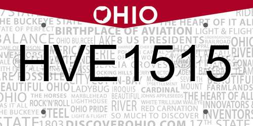 HVE1515 Ohio License Plate