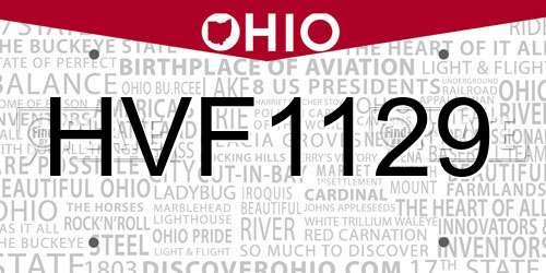 HVF1129 Ohio License Plate