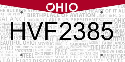 HVF2385 Ohio License Plate