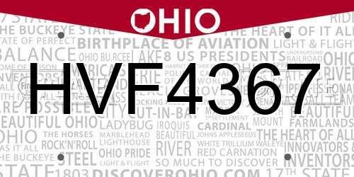HVF4367 Ohio License Plate
