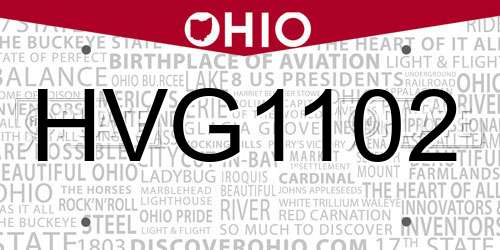 HVG1102 Ohio License Plate