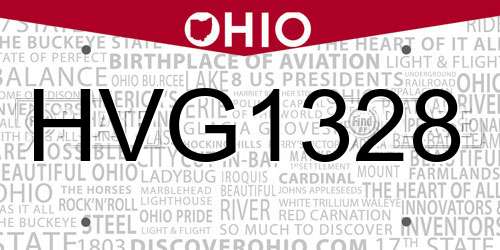 HVG1328 Ohio License Plate
