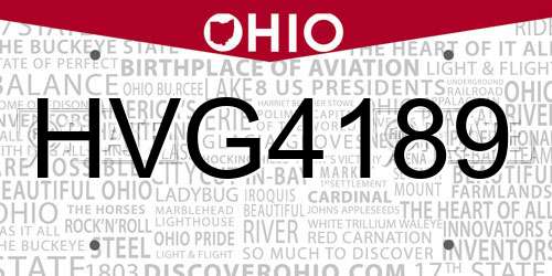 HVG4189 Ohio License Plate