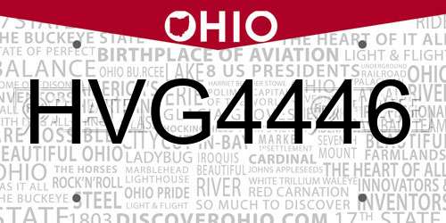 HVG4446 Ohio License Plate